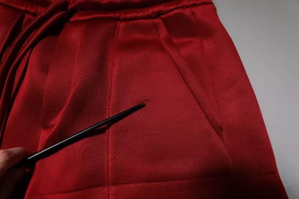 Dolce & Gabbana Maroon Viscose Nylon Mid Waist Bermuda Shorts - Hilstor