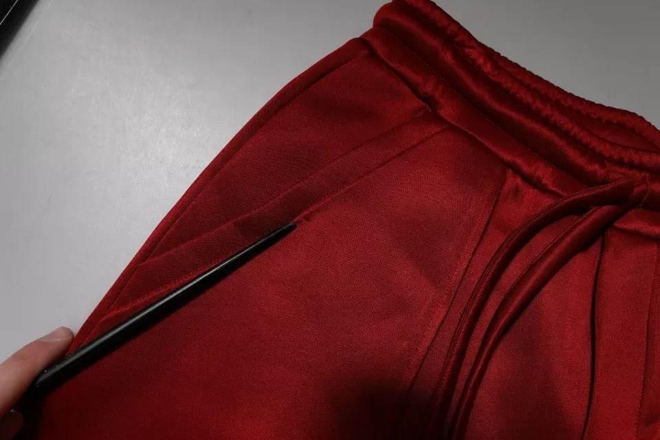 Dolce & Gabbana Maroon Viscose Nylon Mid Waist Bermuda Shorts - Hilstor