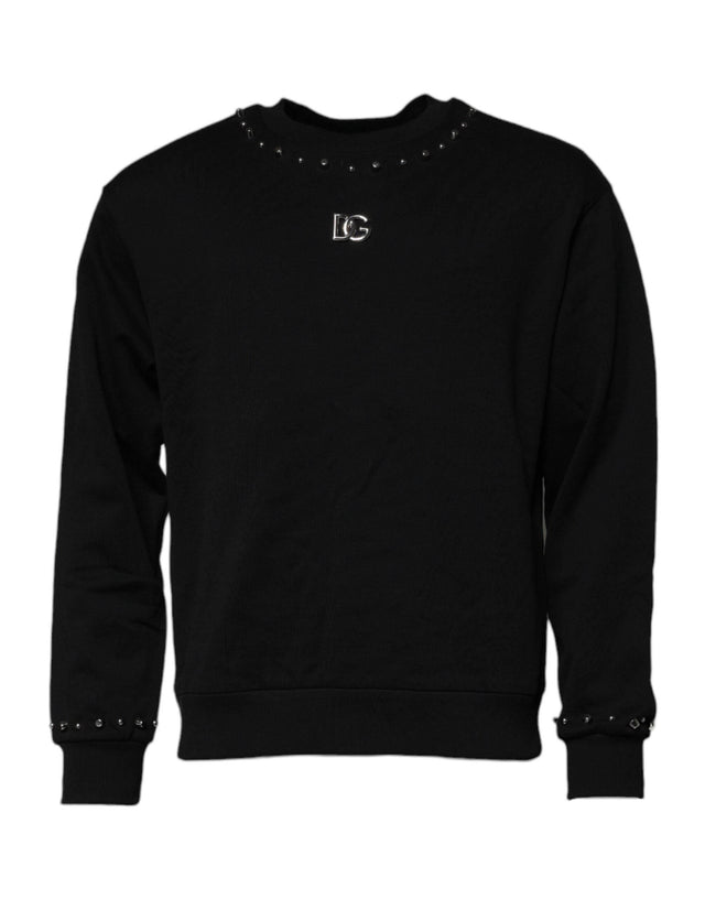 Dolce & Gabbana Black Logo Stud Pullover Sweatshirt Sweater - Hilstor