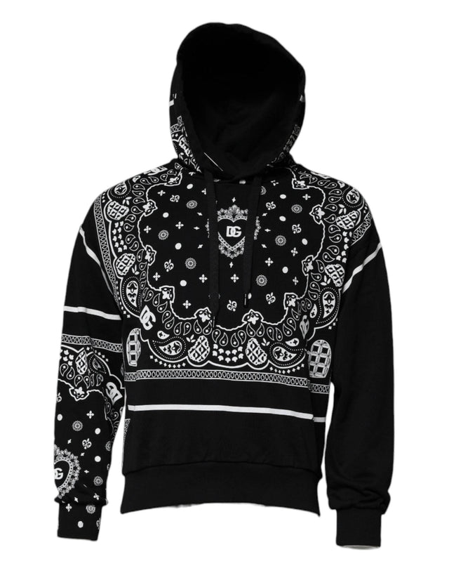 Dolce & Gabbana Black Bandana Hooded Men Sweatshirt Sweater - Hilstor