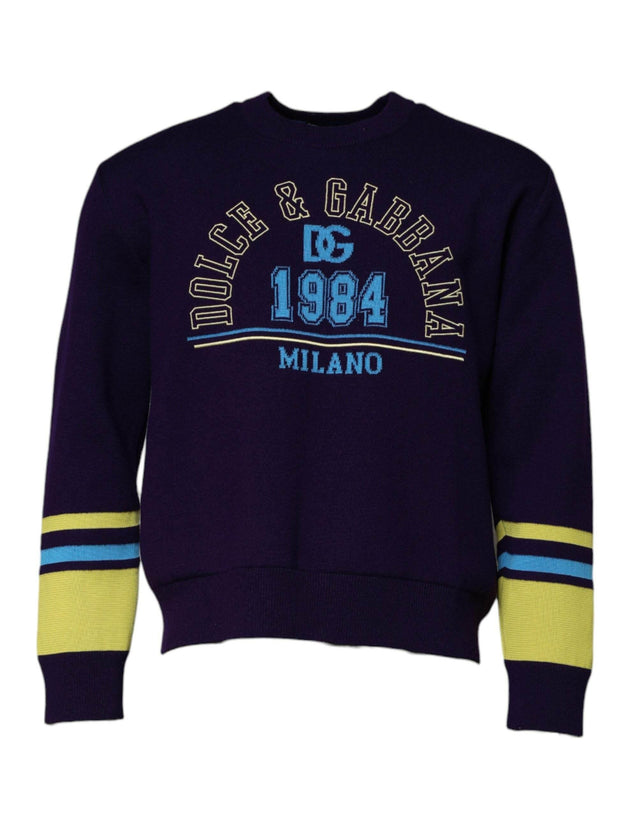 Dolce & Gabbana Blue 1984 Milano CrewNeck Sweatshirt Sweater - Hilstor