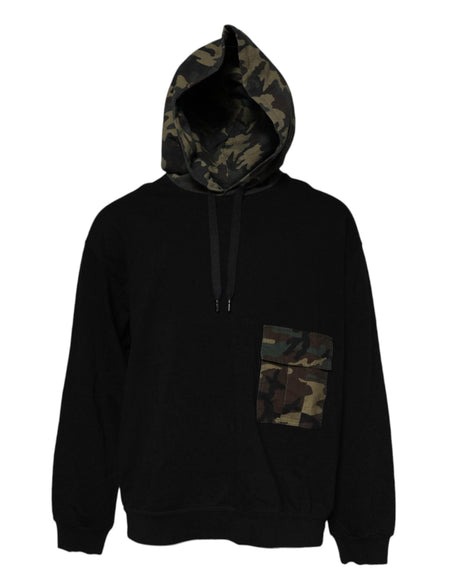 Dolce & Gabbana Black Camouflage Hooded Sweatshirt Sweater - Hilstor