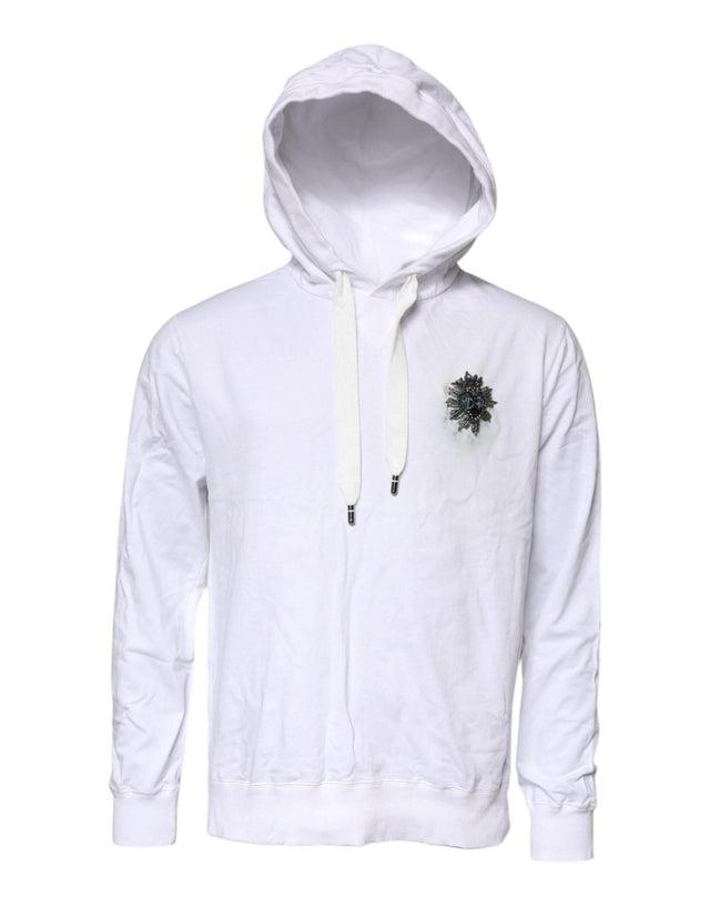 Dolce & Gabbana White Cotton Hooded Sweatshirt Sweater - Hilstor