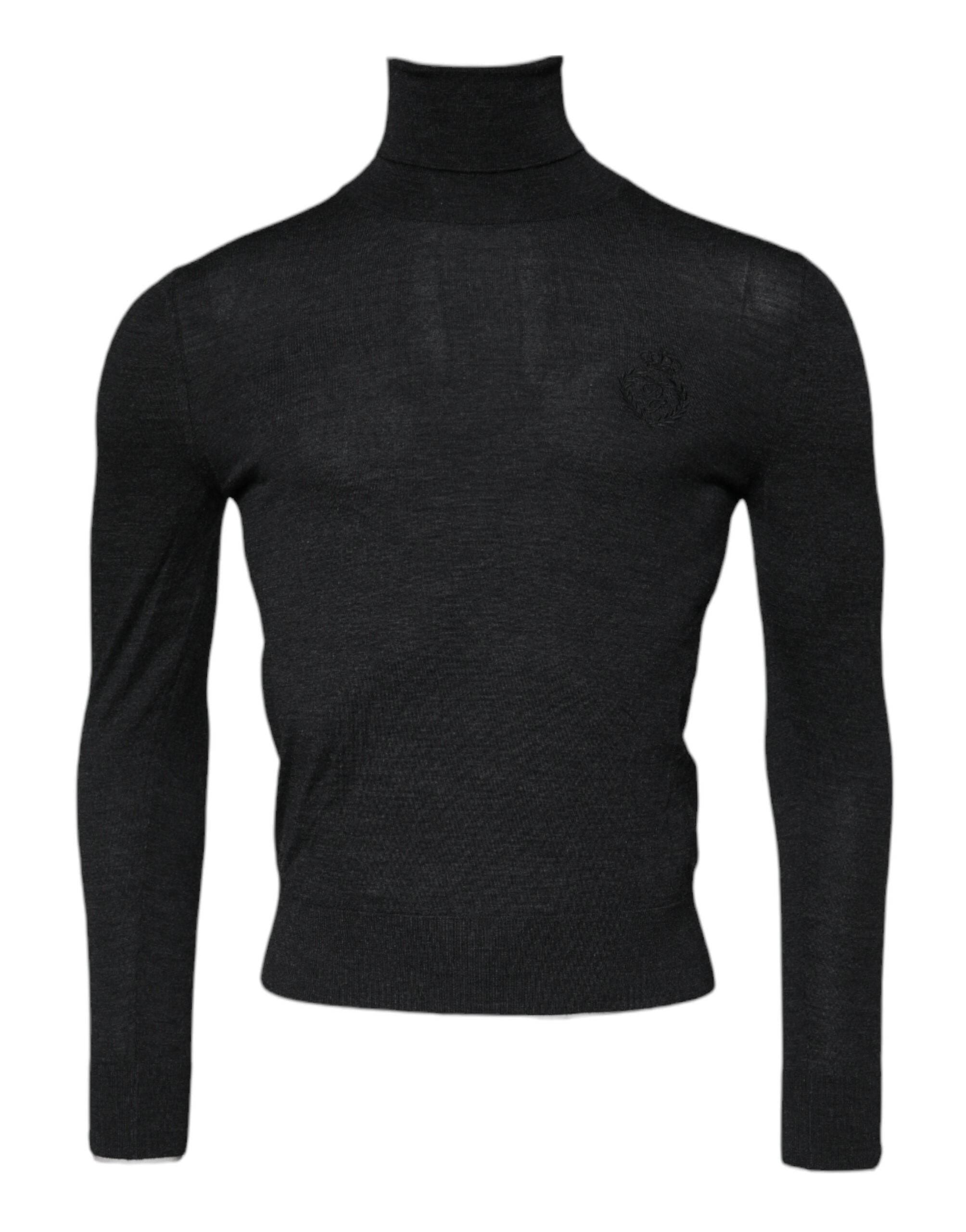 Dolce & Gabbana Black Wool Turtleneck Pullover Sweater - Hilstor