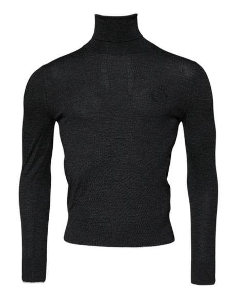 Dolce & Gabbana Black Wool Turtleneck Pullover Sweater - Hilstor