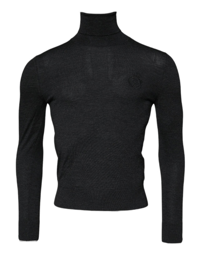 Dolce & Gabbana Black Wool Turtleneck Pullover Sweater - Hilstor