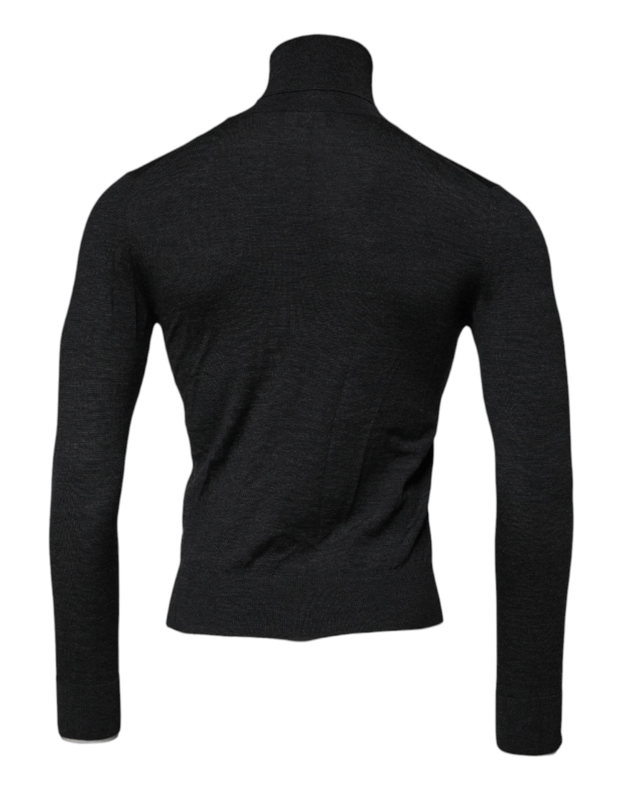 Dolce & Gabbana Black Wool Turtleneck Pullover Sweater - Hilstor