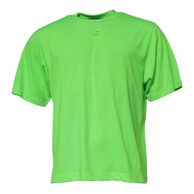 Dolce & Gabbana Green Logo Polyester Crew Neck T-shirt - Hilstor