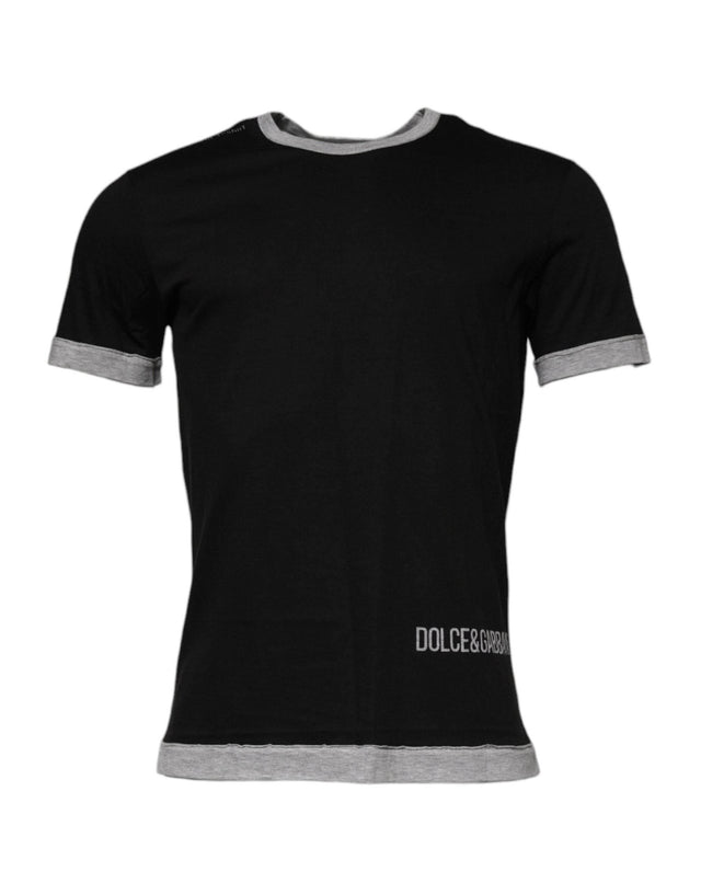Dolce & Gabbana Black Logo Cotton Crew Neck Men Tee T-shirt - Hilstor