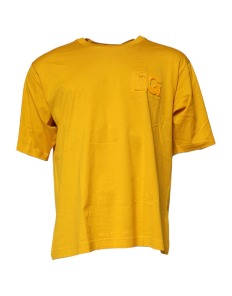 Dolce & Gabbana Dark Yellow Logo Cotton Men Crew Neck T-shirt - Hilstor