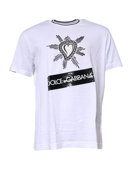 Dolce & Gabbana White Sacred Heart Short Sleeve T-shirt - Hilstor