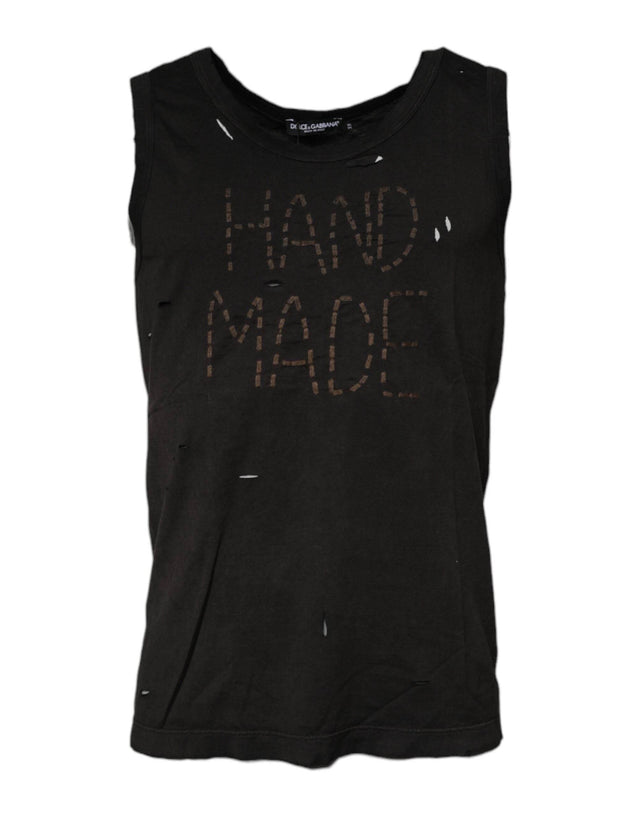 Dolce & Gabbana Black Sleeveless Round Neck Tank T-shirt - Hilstor