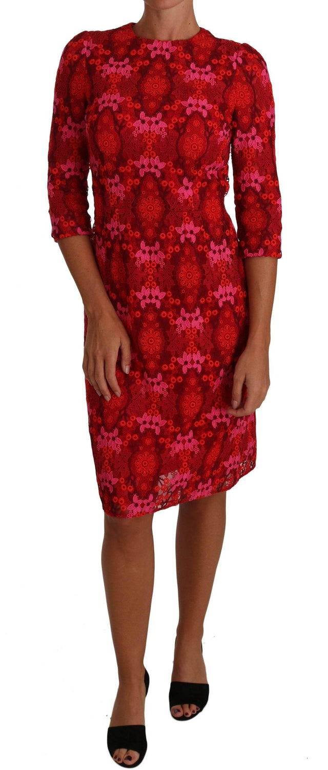 Dolce & Gabbana Elegant Floral Crochet Knee-Length Dress - Hilstor