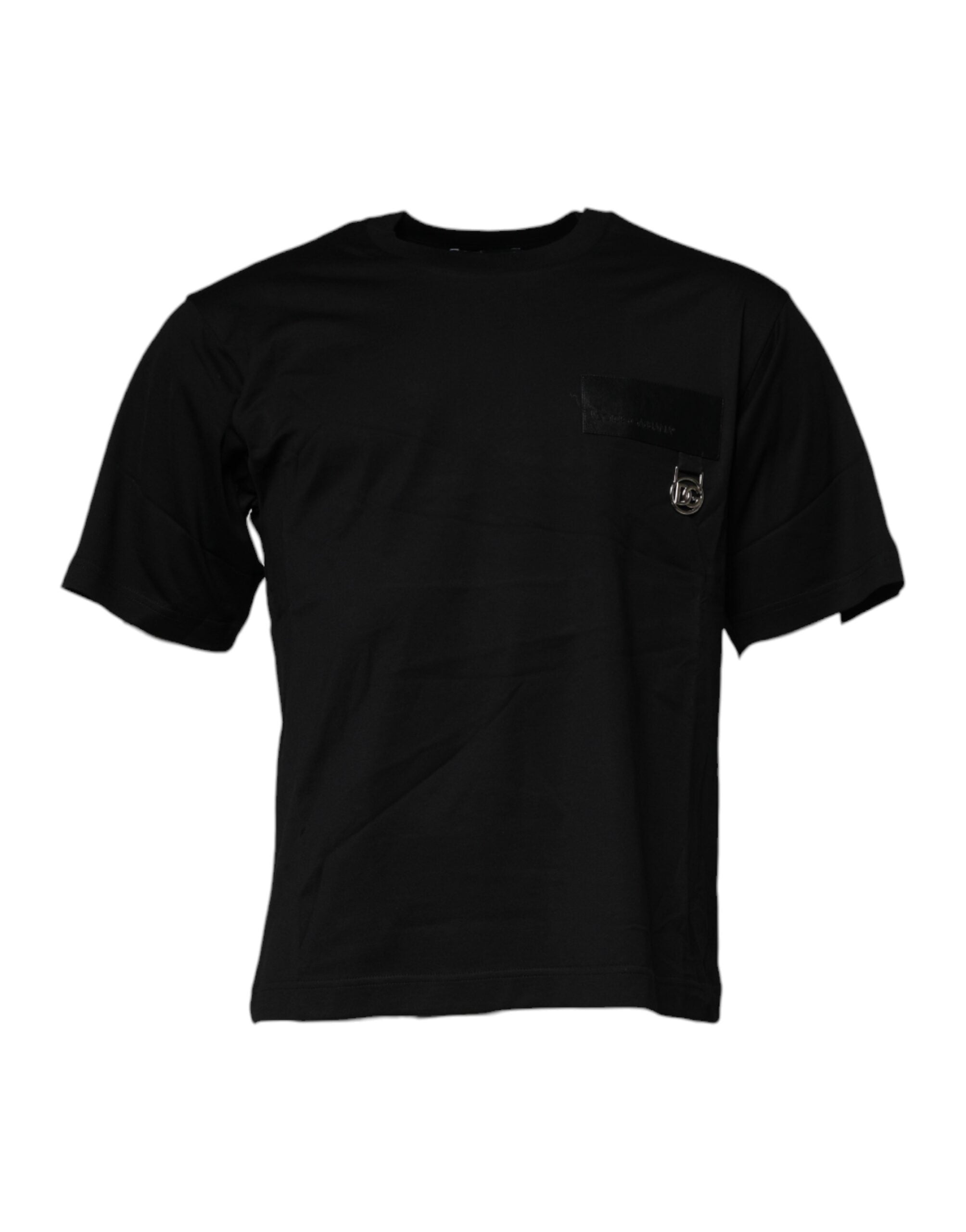 Dolce &amp; Gabbana Black Logo Patch T-shirt i bomuld med rund hals