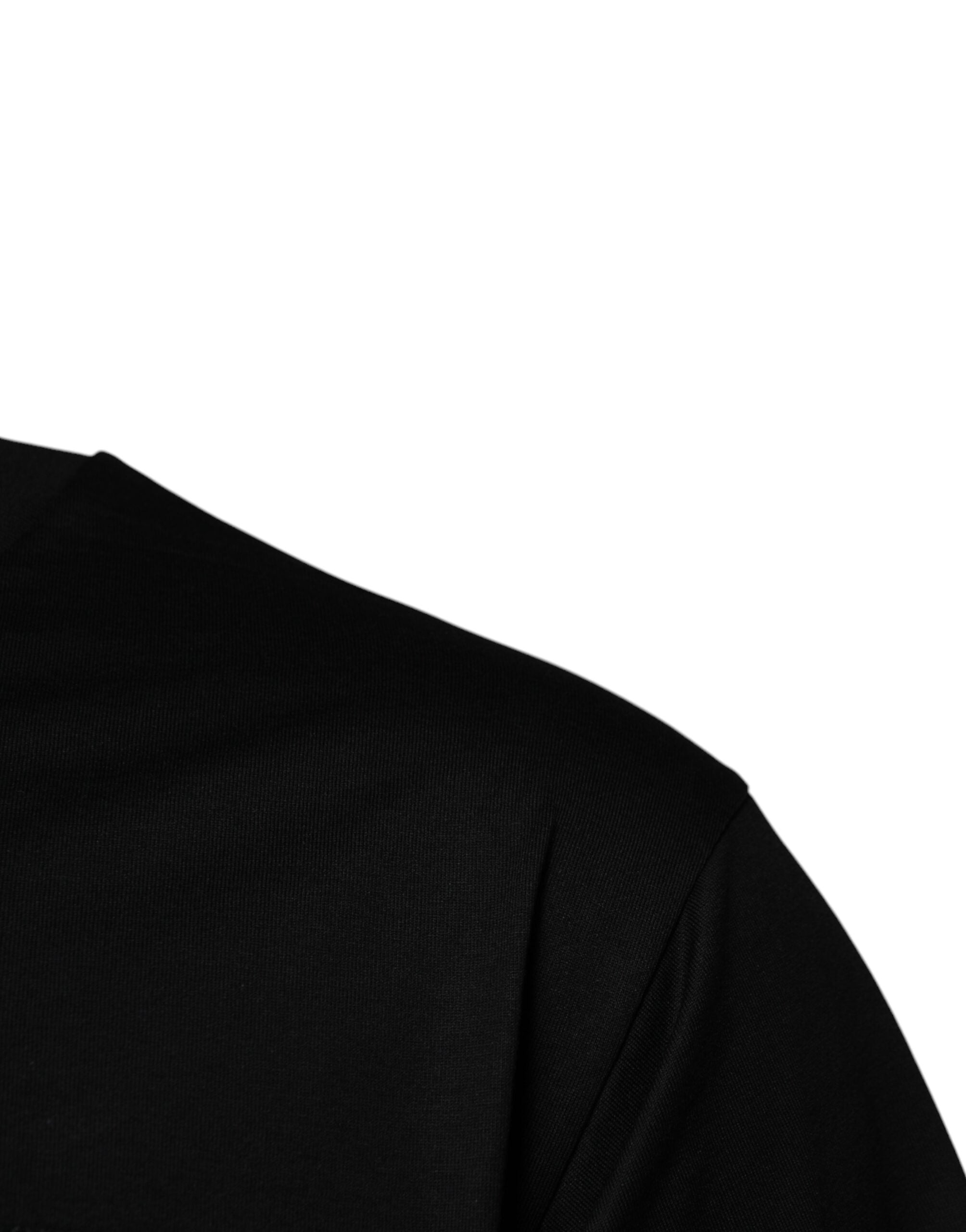 Dolce &amp; Gabbana Black Logo Patch T-shirt i bomuld med rund hals