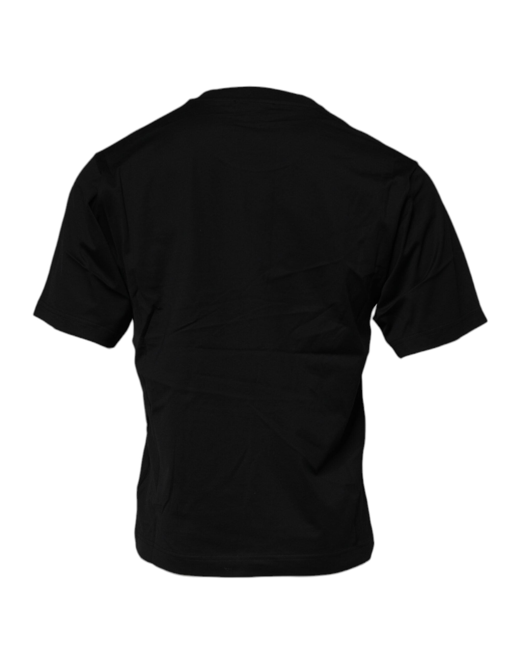 Dolce &amp; Gabbana Black Logo Patch T-shirt i bomuld med rund hals