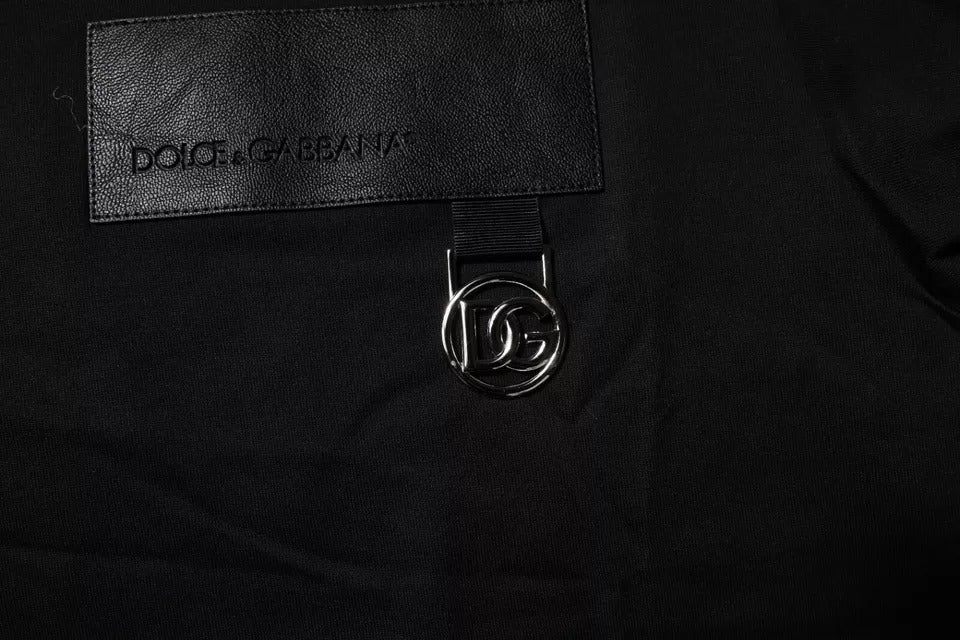 Dolce &amp; Gabbana Black Logo Patch T-shirt i bomuld med rund hals