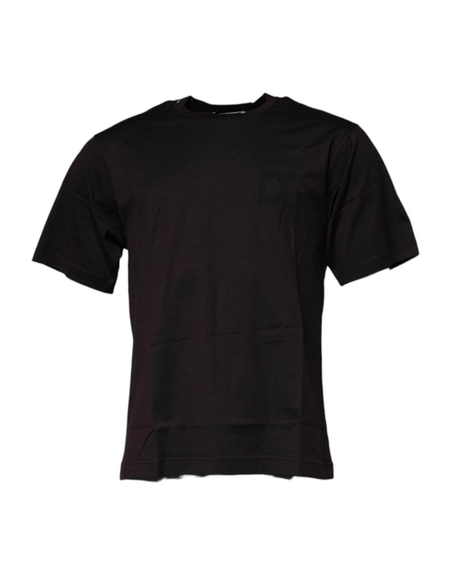 Dolce & Gabbana Dark Brown Logo Cotton Crew Neck T-shirt - Hilstor
