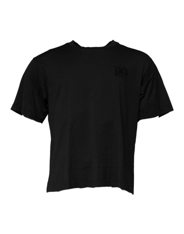 Dolce & Gabbana Black DG Logo Cotton Crew Neck T-shirt - Hilstor
