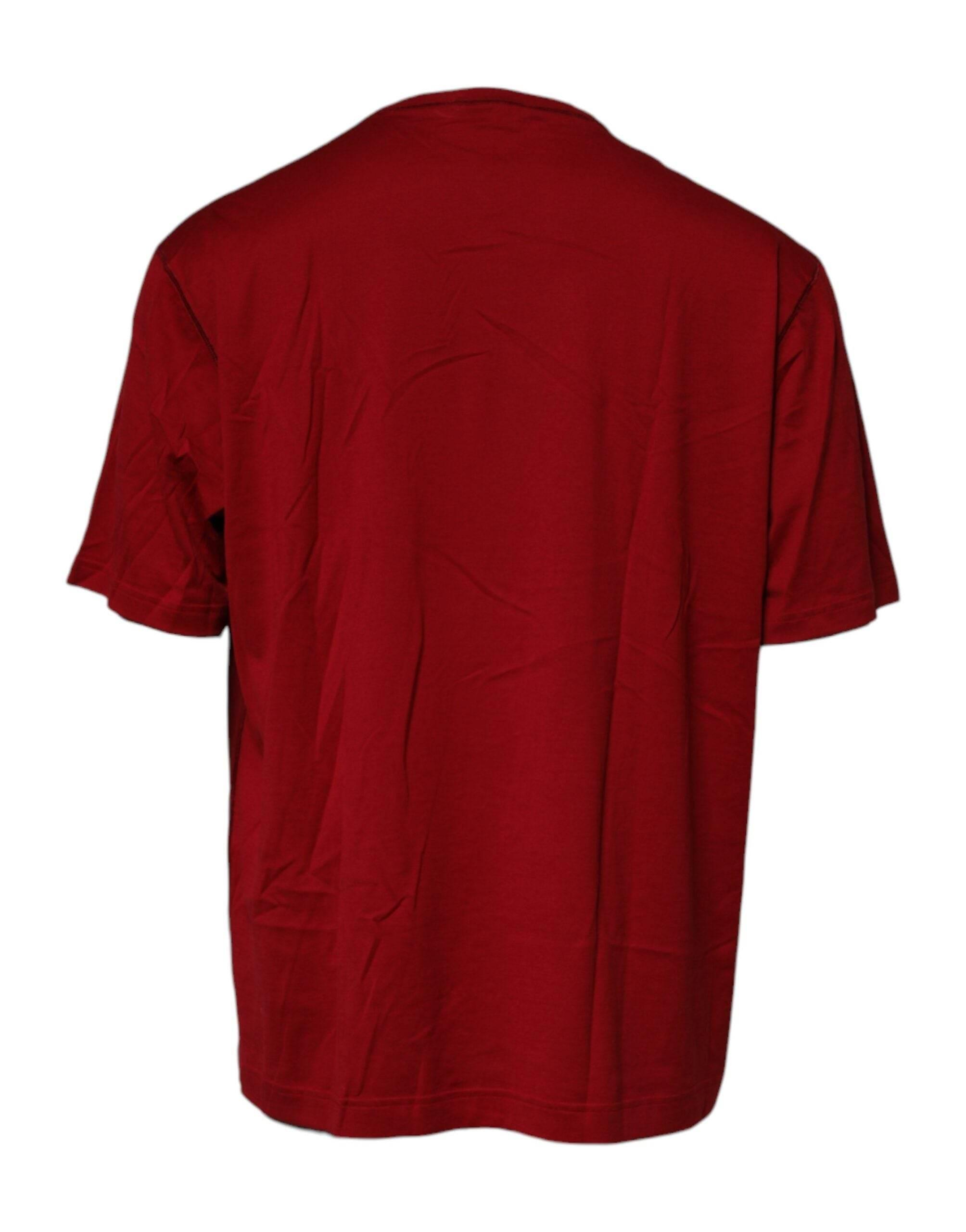 Dolce & Gabbana Red Logo Tape Cotton Crew Neck T-shirt - Hilstor