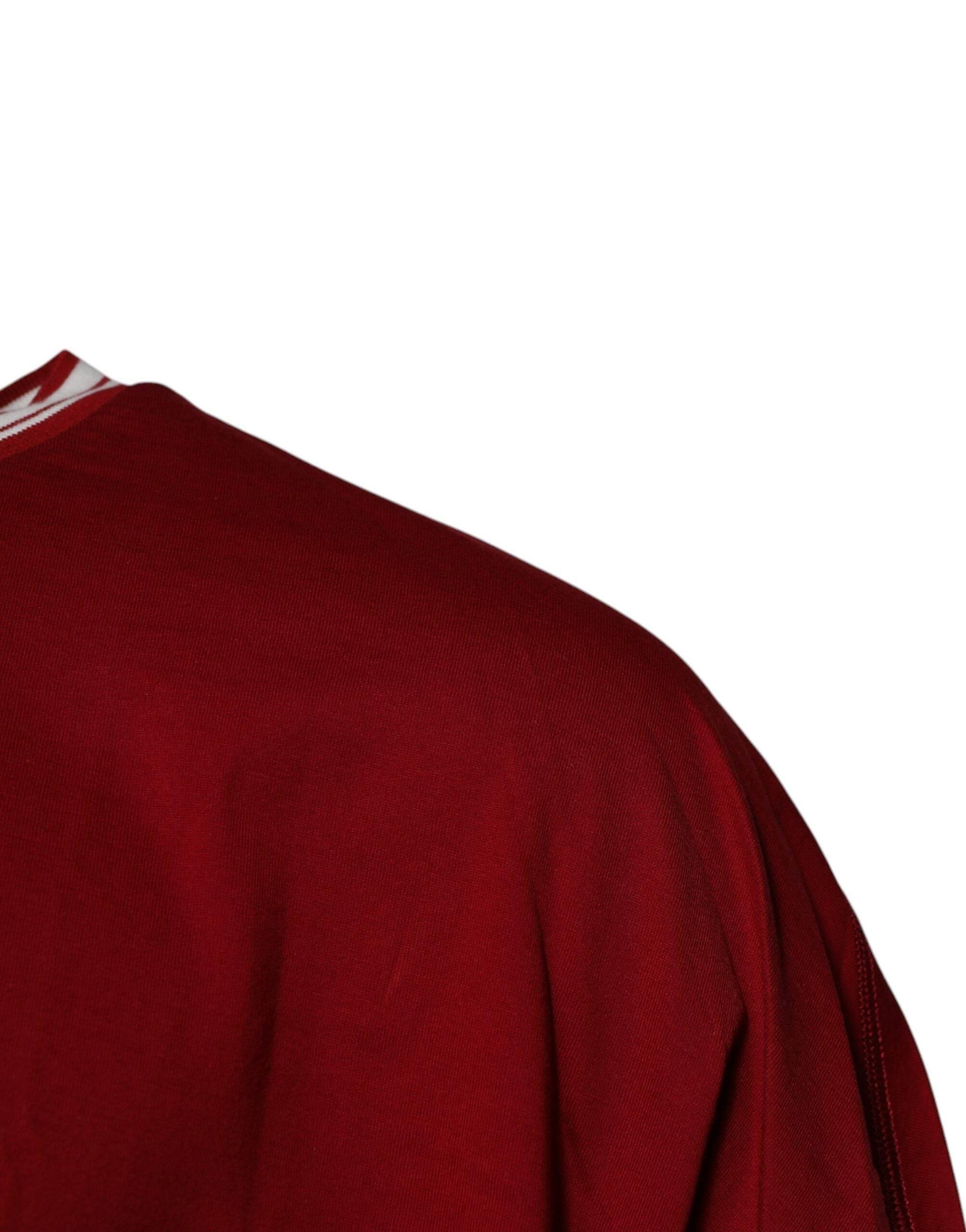 Dolce & Gabbana Red Logo Crown Cotton Crew Neck T-shirt - Hilstor