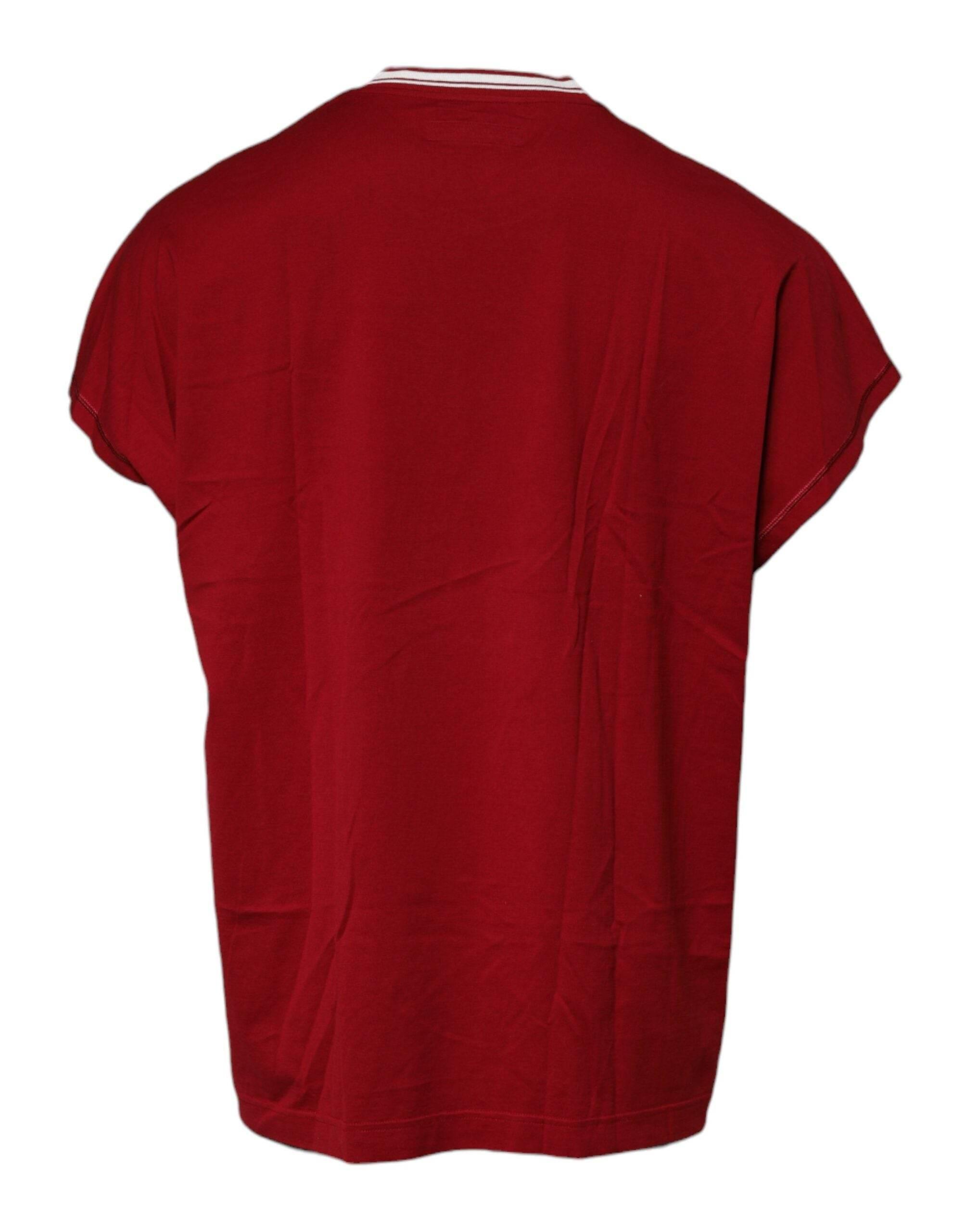 Dolce & Gabbana Red Logo Crown Cotton Crew Neck T-shirt - Hilstor
