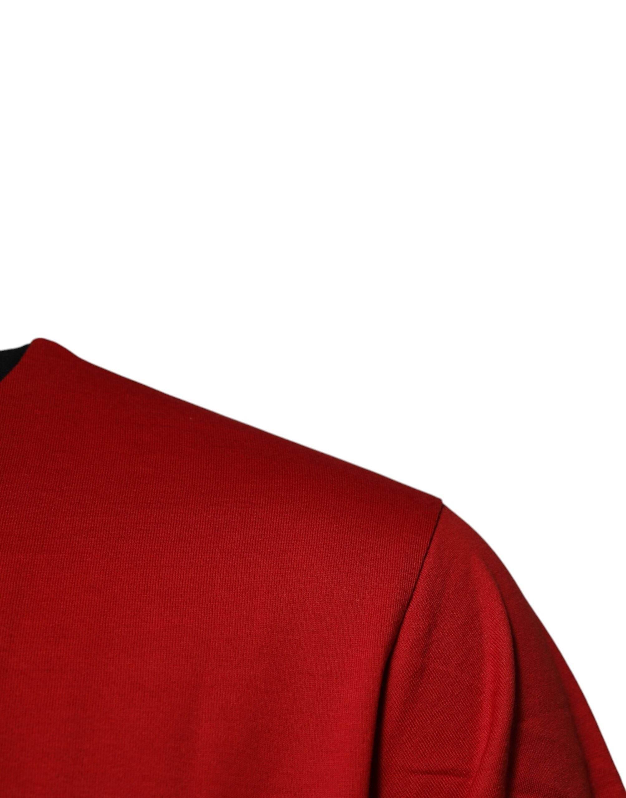 Dolce & Gabbana Red Logo Crown Cotton Crew Neck T-shirt - Hilstor