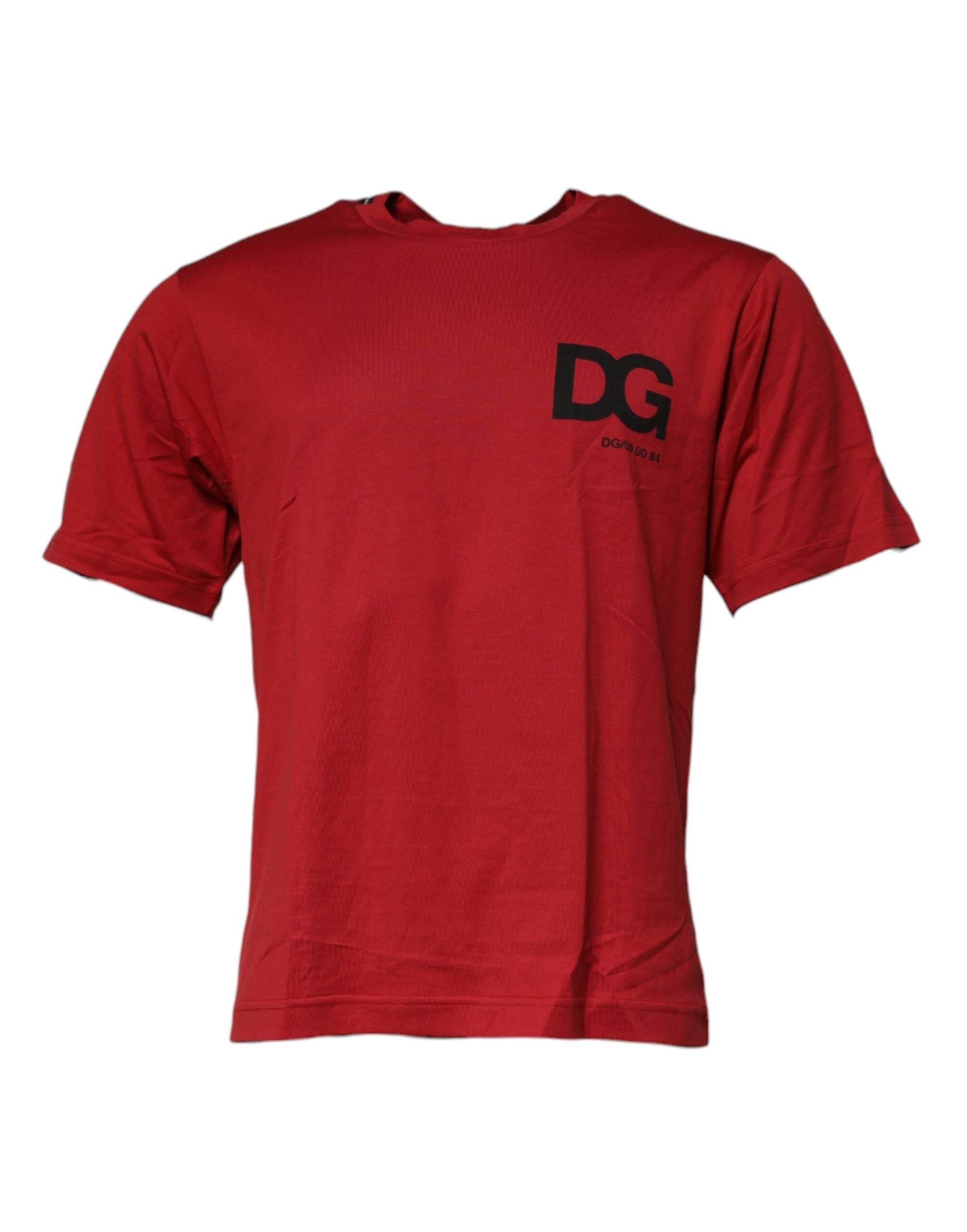 Dolce & Gabbana Red DG Logo Cotton Crew Neck T-shirt - Hilstor