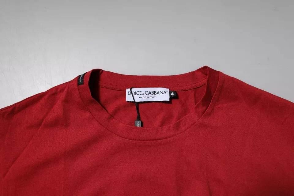 Dolce & Gabbana Red DG Logo Cotton Crew Neck T-shirt - Hilstor