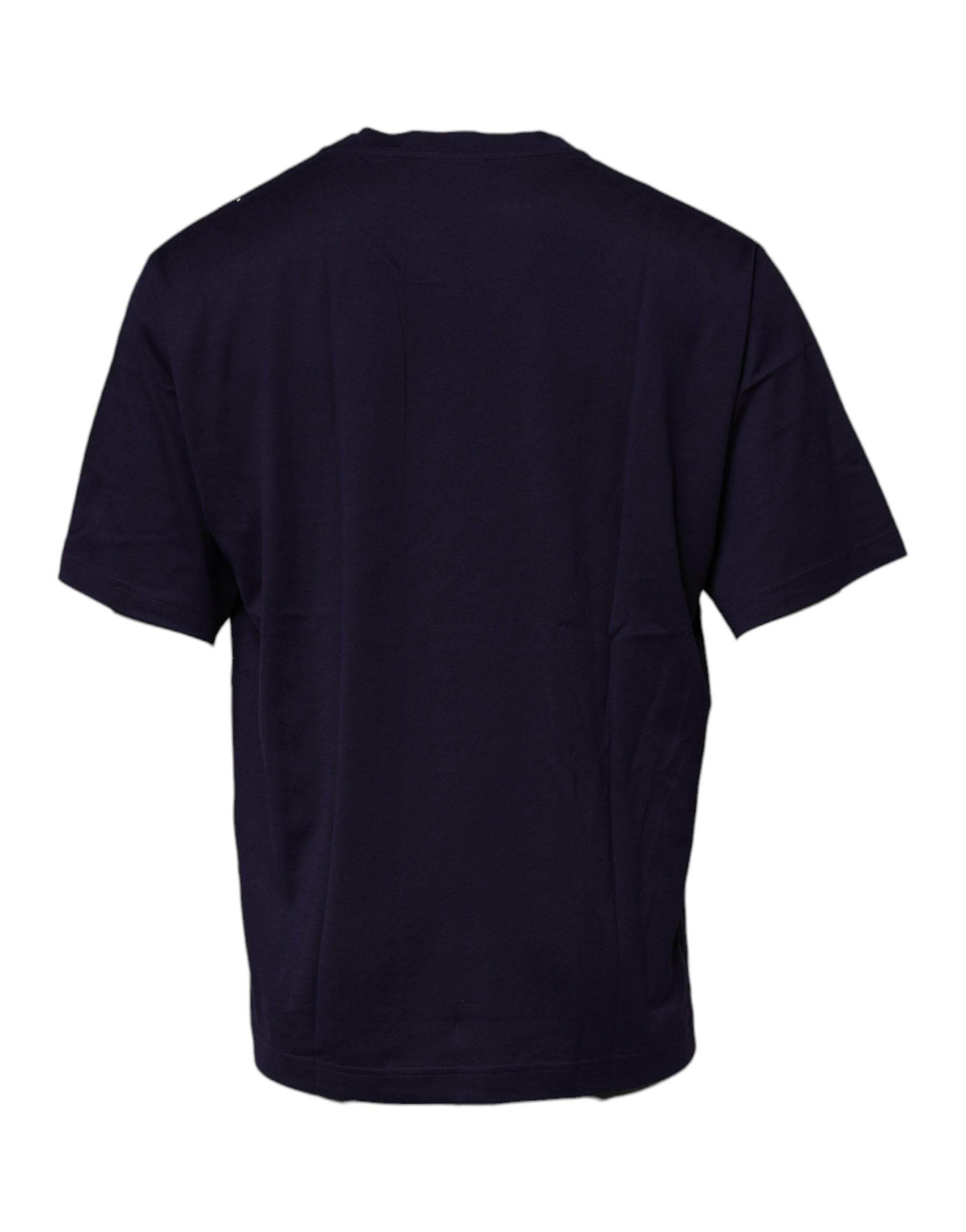Dolce & Gabbana Navy Blue DG Logo Cotton Crew Neck T-shirt - Hilstor