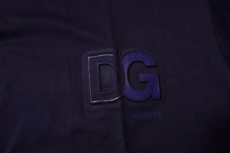 Dolce & Gabbana Navy Blue DG Logo Cotton Crew Neck T-shirt - Hilstor
