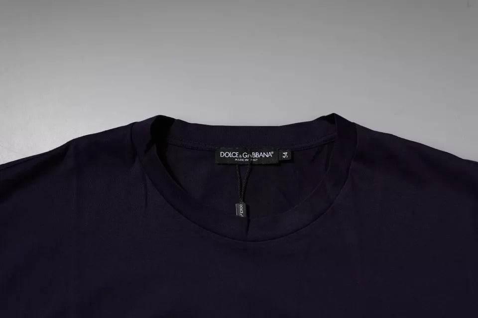 Dolce & Gabbana Navy Blue DG Logo Cotton Crew Neck T-shirt - Hilstor
