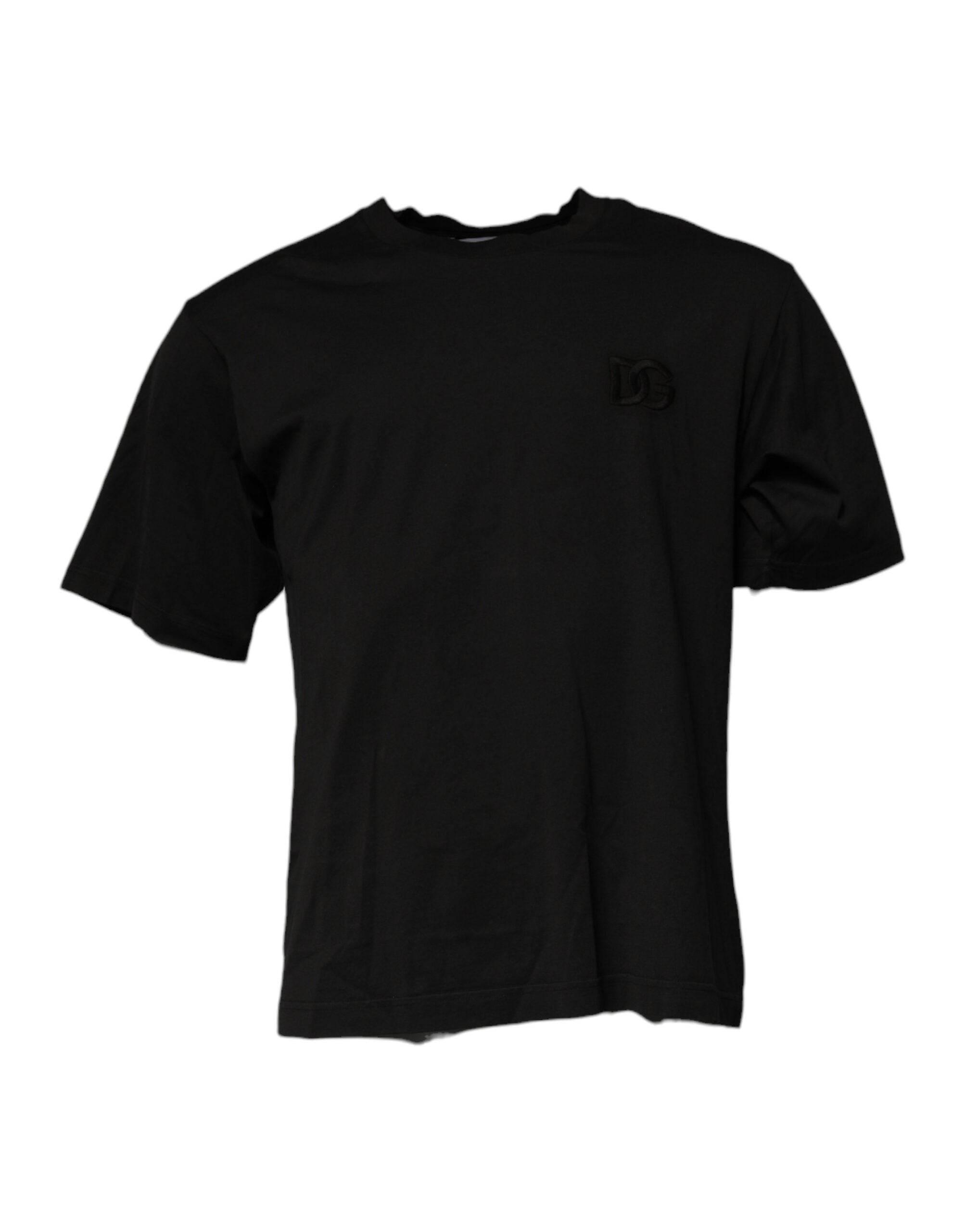 Dolce & Gabbana Black DG Logo Cotton Crew Neck T-shirt - Hilstor