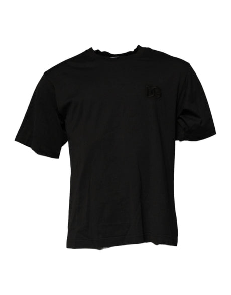 Dolce & Gabbana Black DG Logo Cotton Crew Neck T-shirt - Hilstor