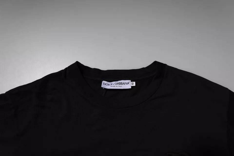 Dolce & Gabbana Black DG Logo Cotton Crew Neck T-shirt - Hilstor