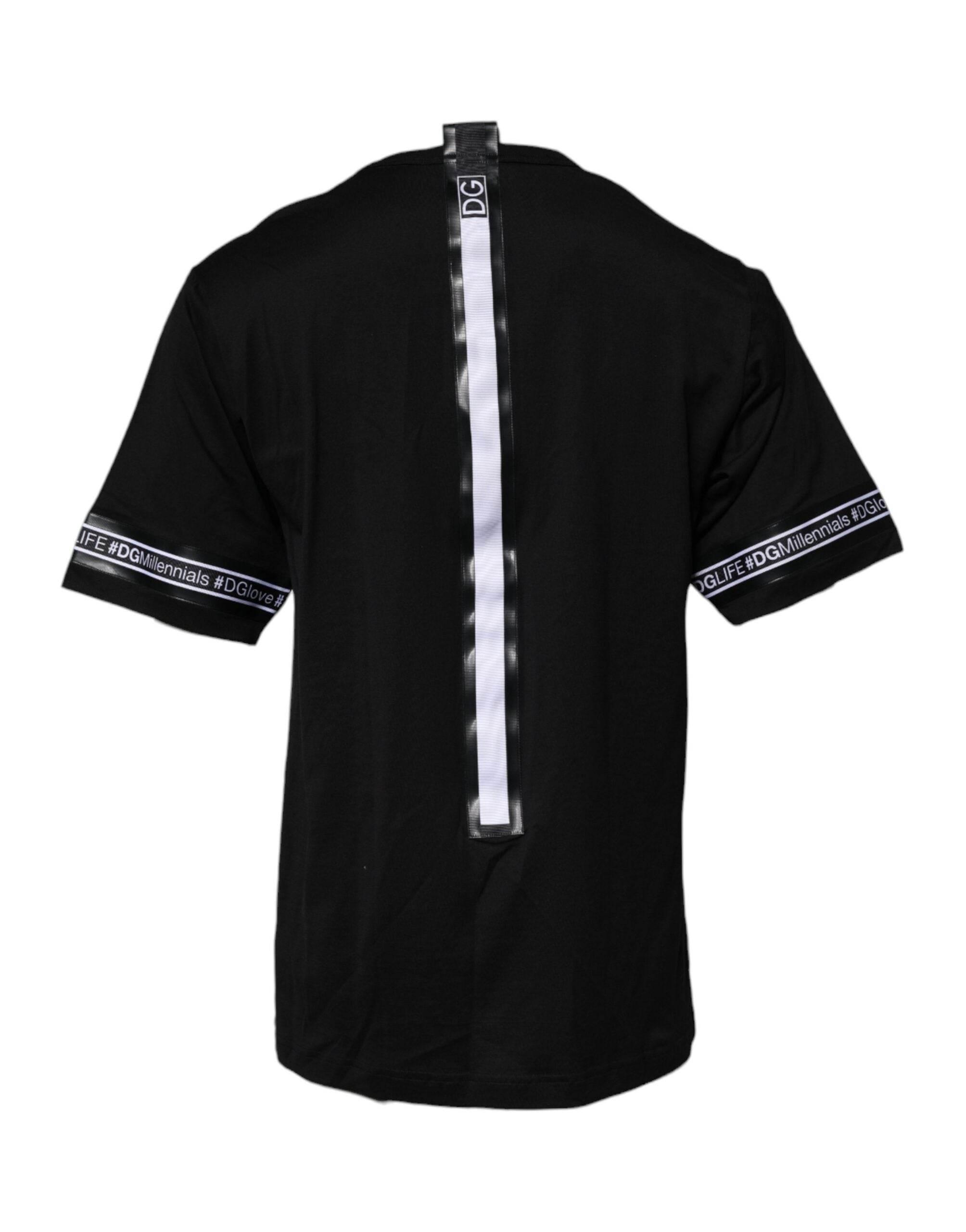 Dolce & Gabbana Black #DGMILLENNIALS Cotton Crew Neck T-shirt - Hilstor