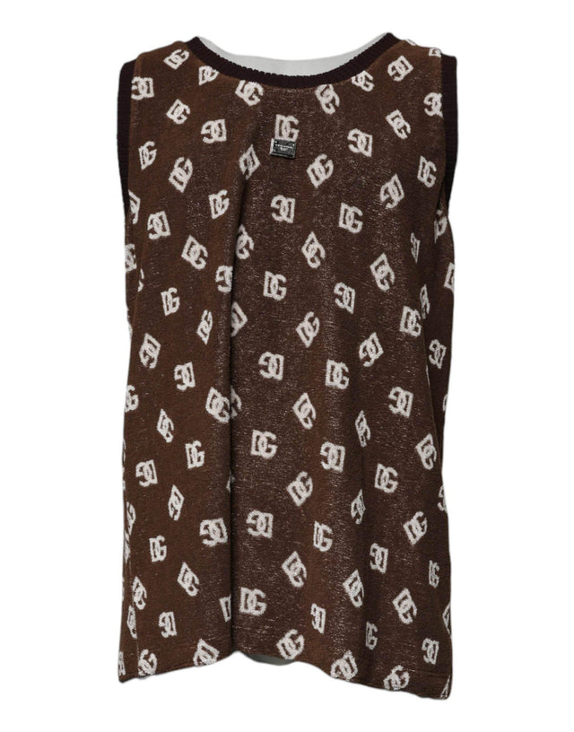 Dolce & Gabbana Brown Logo Monogram Cotton Crew Neck T-shirt - Hilstor
