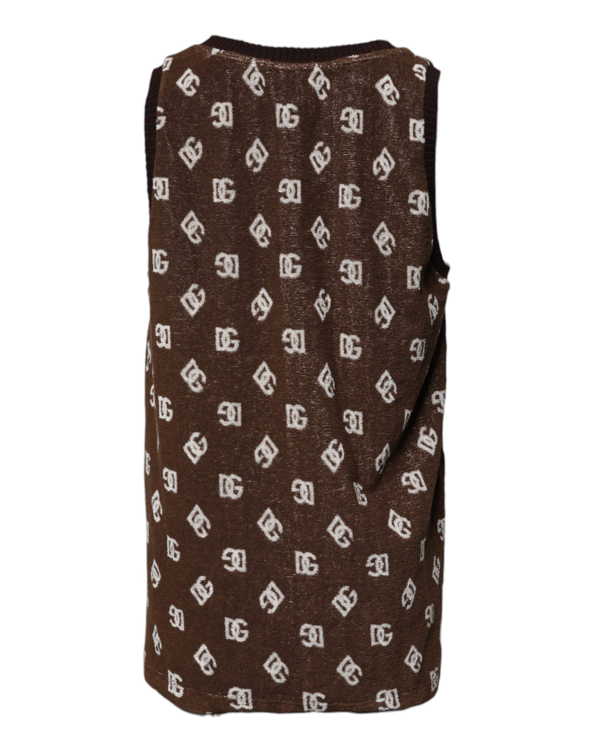 Dolce &amp; Gabbana brunt logo monogram bomuld T-shirt med rund hals