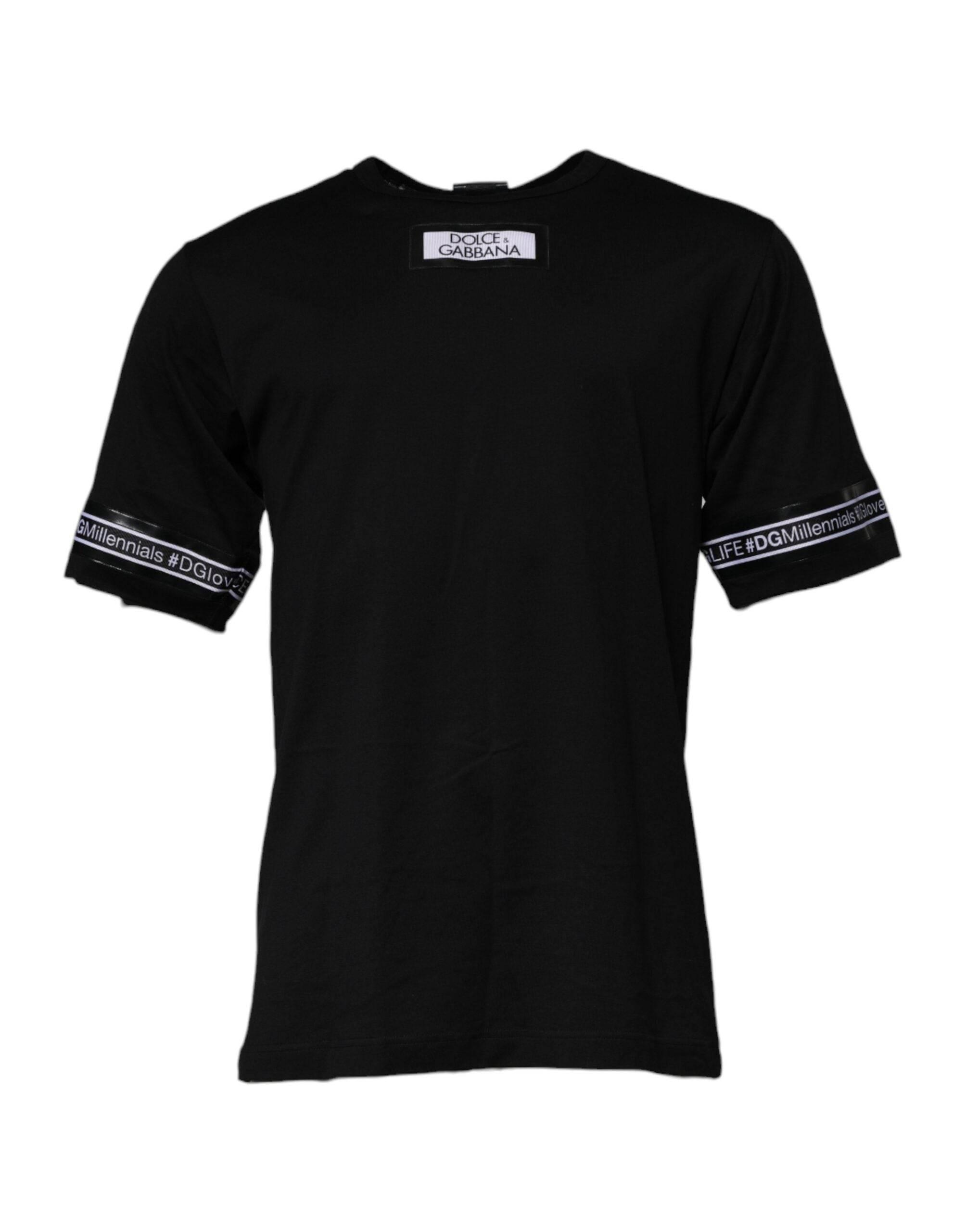 Dolce & Gabbana Black #DGMILLENNIALS Cotton Crew Neck T-shirt - Hilstor