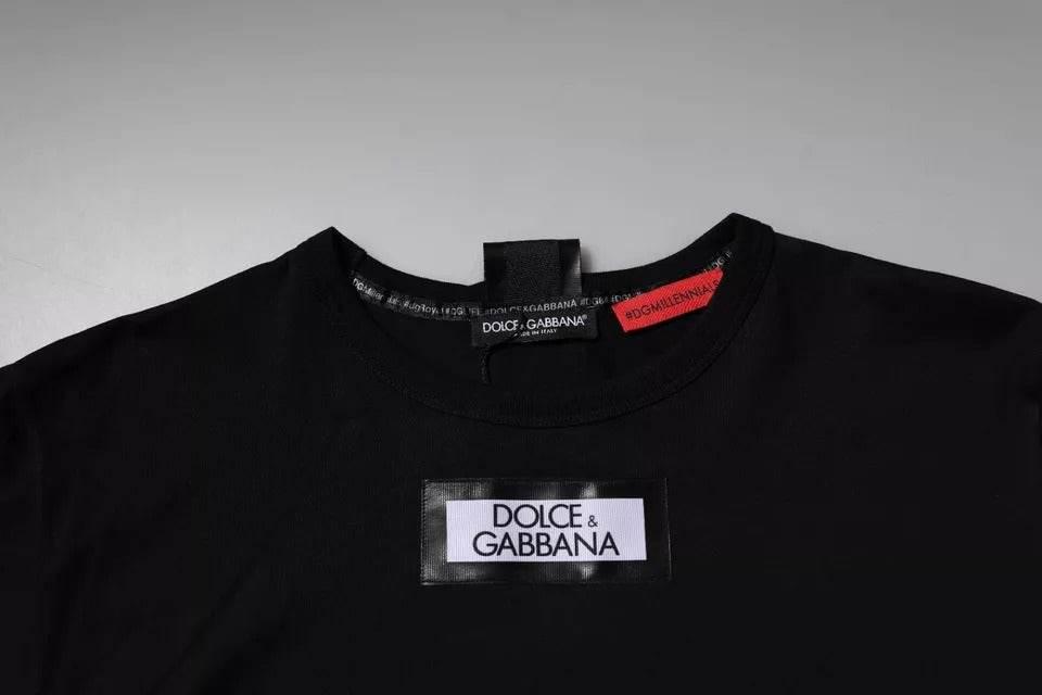 Dolce & Gabbana Black #DGMILLENNIALS Cotton Crew Neck T-shirt - Hilstor
