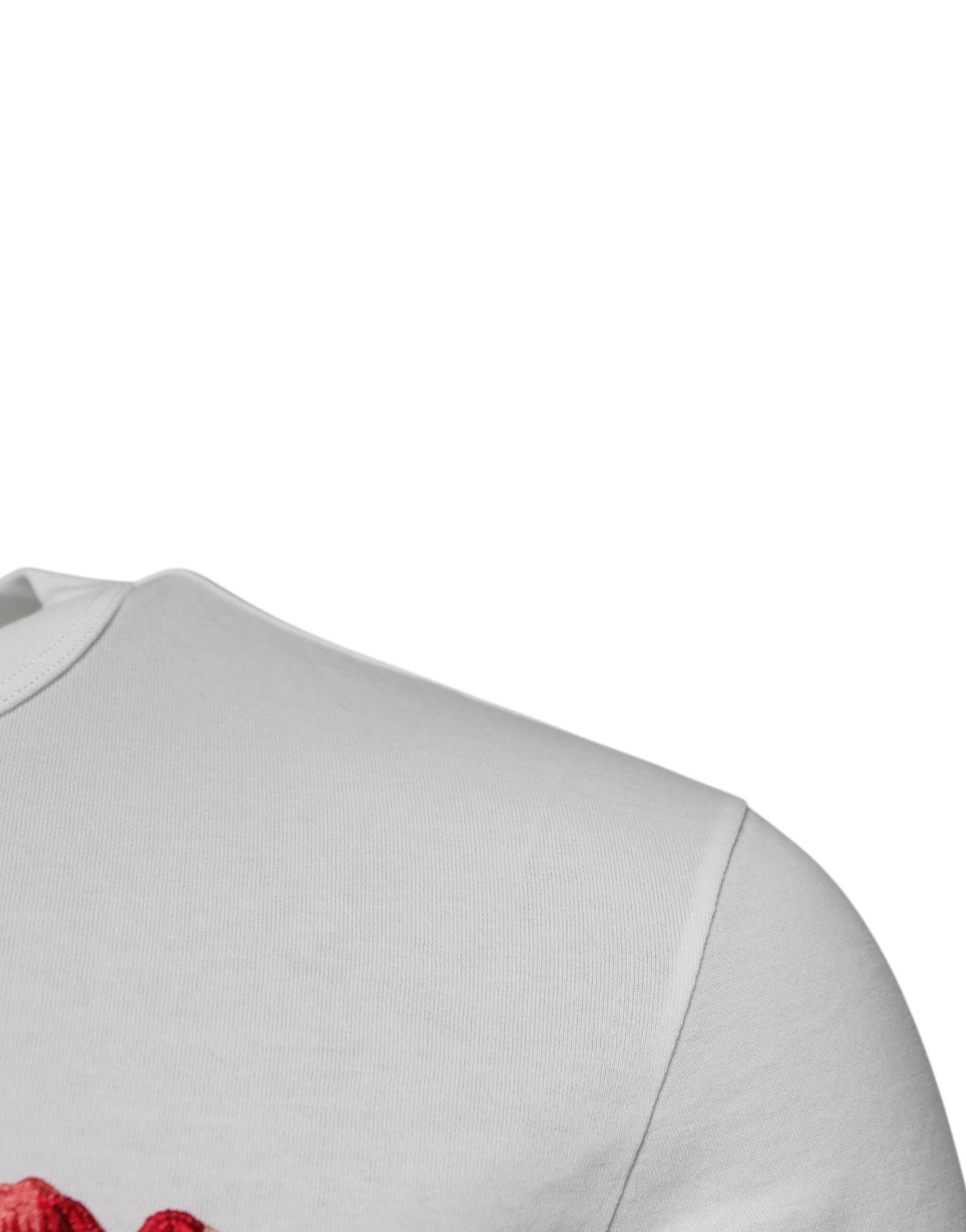 Dolce & Gabbana White Cotton Logo Floral Crew Neck T-shirt - Hilstor