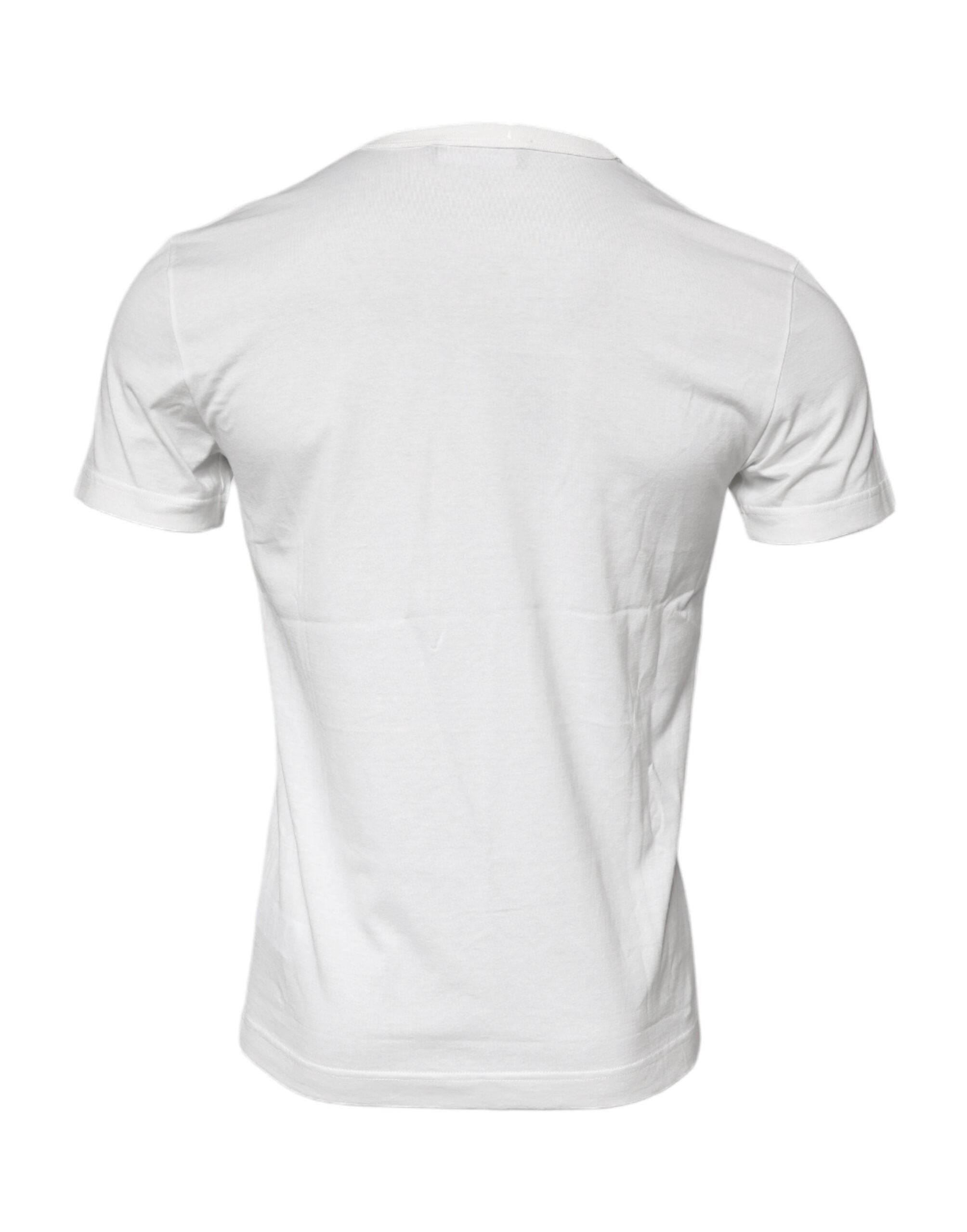 Dolce & Gabbana White Cotton Logo Floral Crew Neck T-shirt - Hilstor