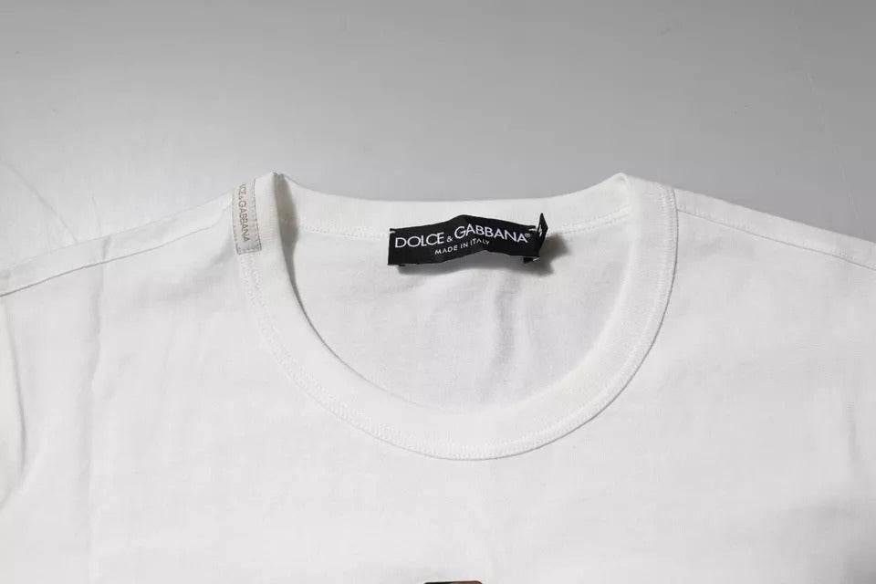 Dolce & Gabbana White Cotton Logo Floral Crew Neck T-shirt - Hilstor