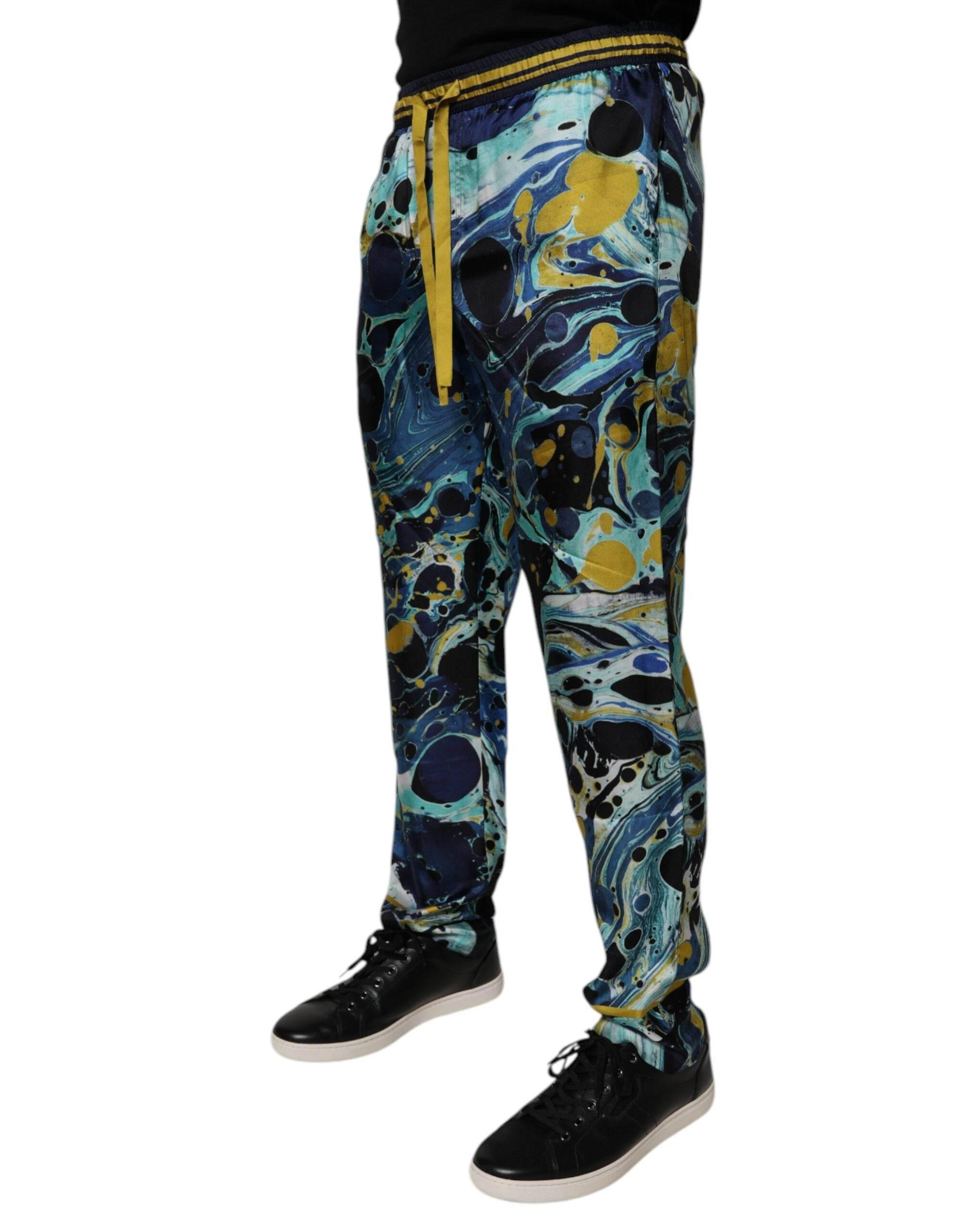 Dolce & Gabbana Multicolor Marble Print Jogger Sweatpants Pants - Hilstor