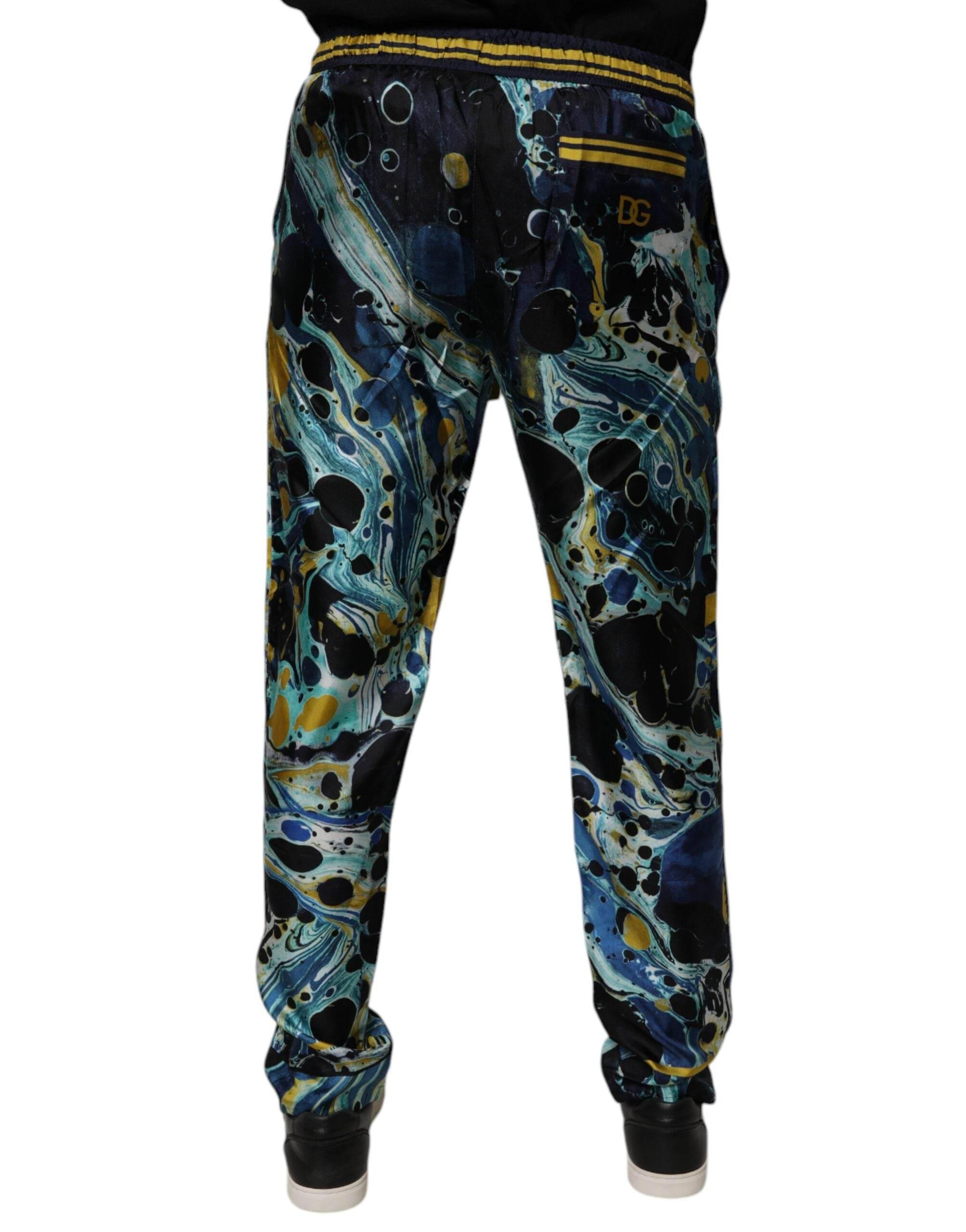 Dolce & Gabbana Multicolor Marble Print Jogger Sweatpants Pants - Hilstor