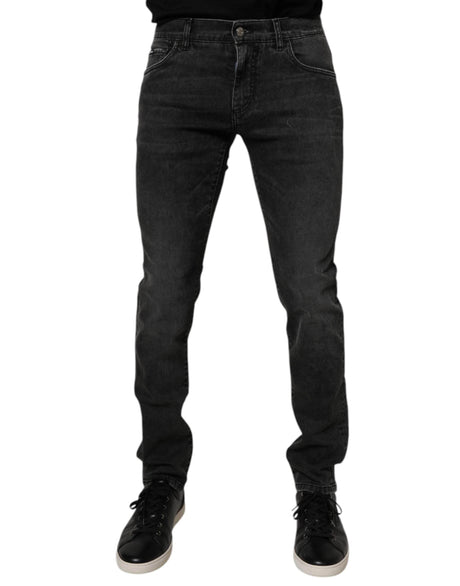 Dolce & Gabbana Black Cotton Stretch Skinny Men Denim Jeans - Hilstor