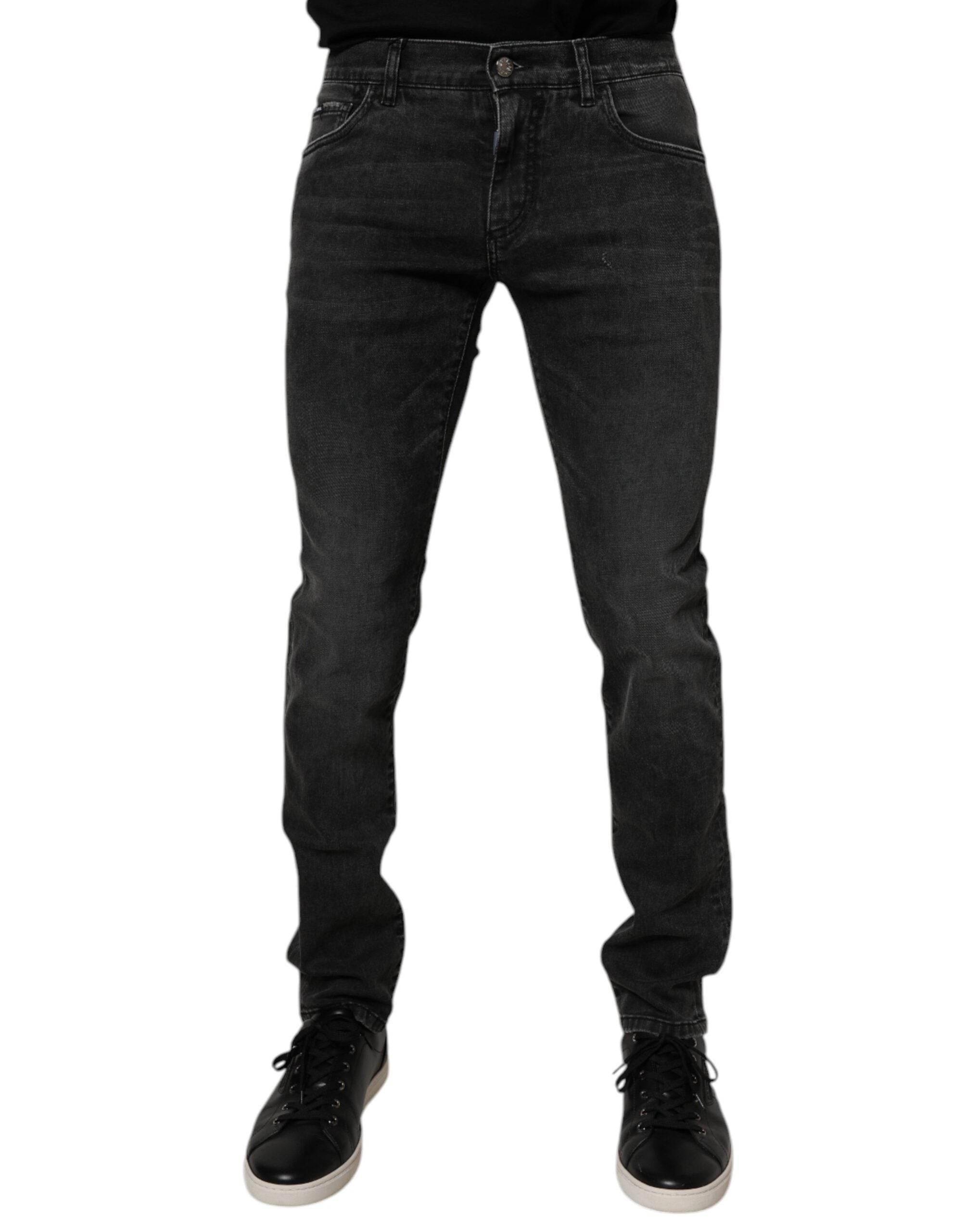 Dolce & Gabbana Black Cotton Stretch Skinny Men Denim Jeans - Hilstor