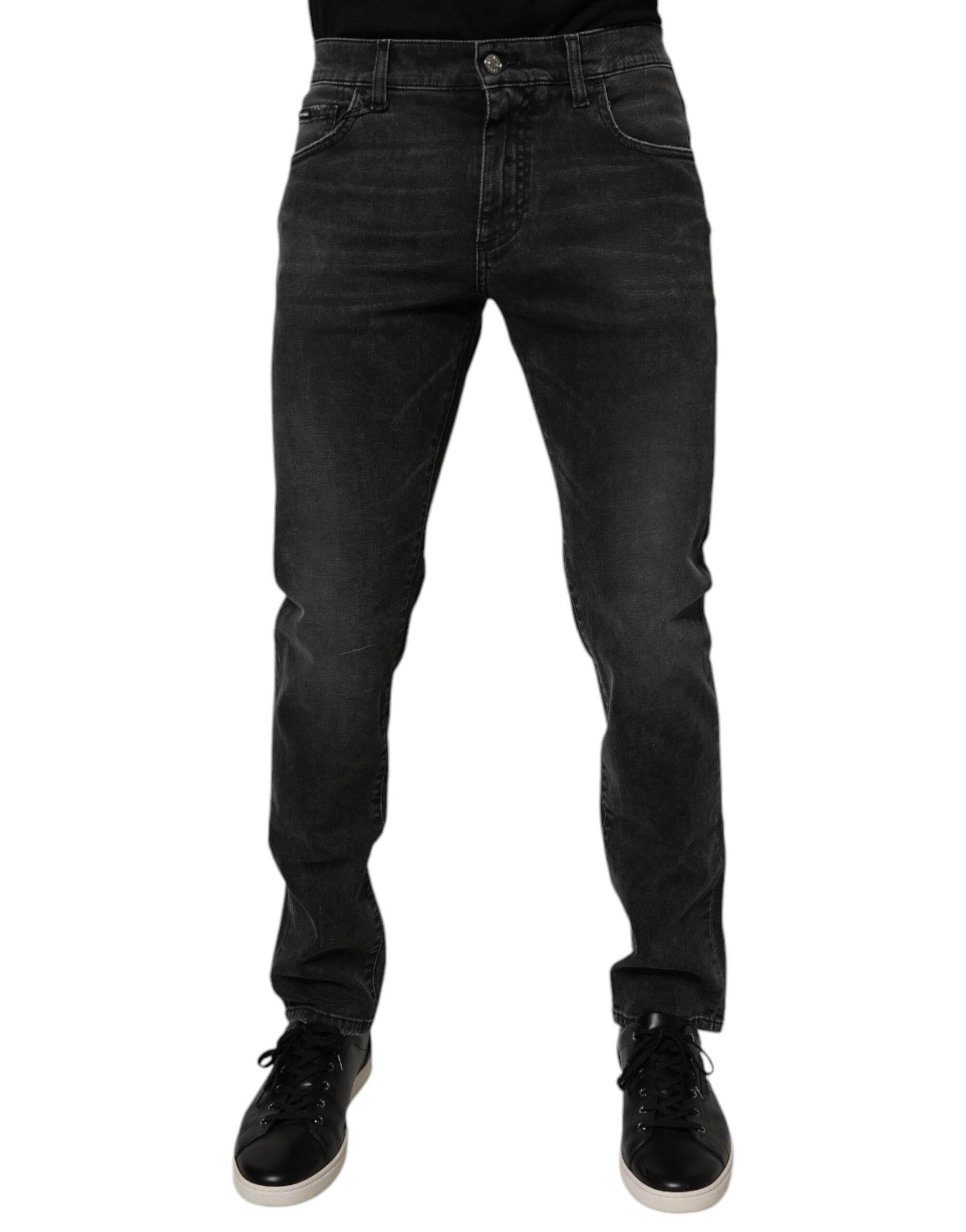 Dolce & Gabbana Black Cotton Stretch Skinny Men Denim Jeans - Hilstor