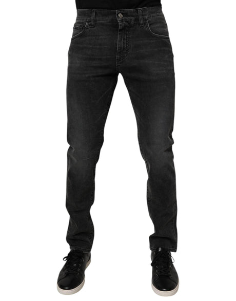 Dolce & Gabbana Black Cotton Stretch Skinny Men Denim Jeans - Hilstor