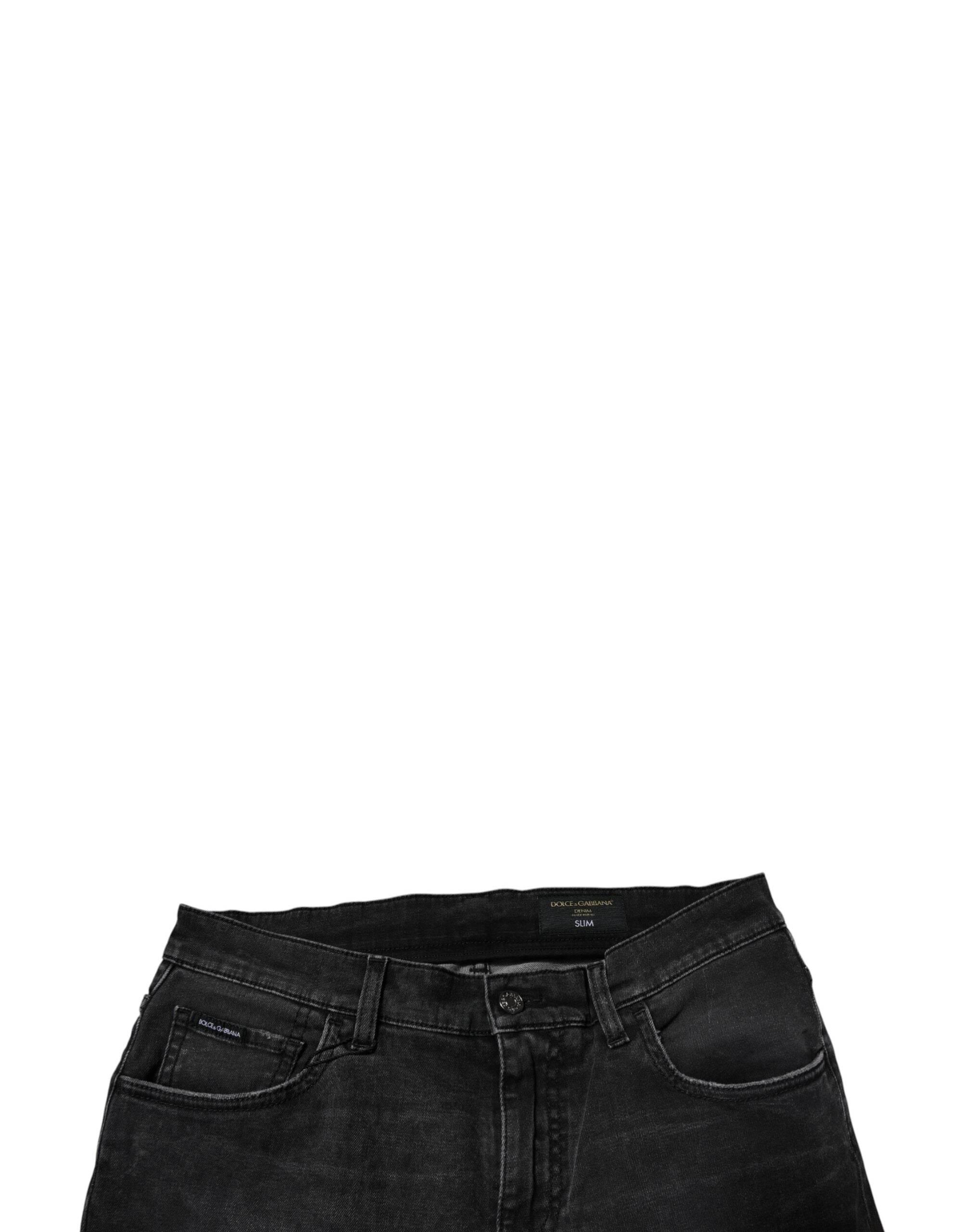 Dolce & Gabbana Black Cotton Stretch Skinny Men Denim Jeans - Hilstor